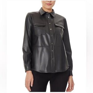 Black Faux Leather Shirt